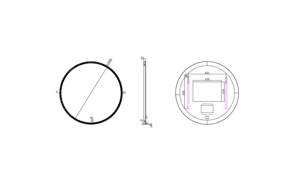 Wiesbaden LED Mirror 100cm | 13W | Black | Dimmable & Heating Wiesbaden LED Mirror 100cm | 13W | Black | Dimmable & Heating
