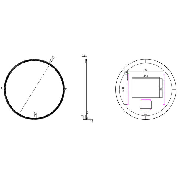 Wiesbaden LED Spiegel 100cm | 13W | Zwart | Dimbaar & Verwarming
