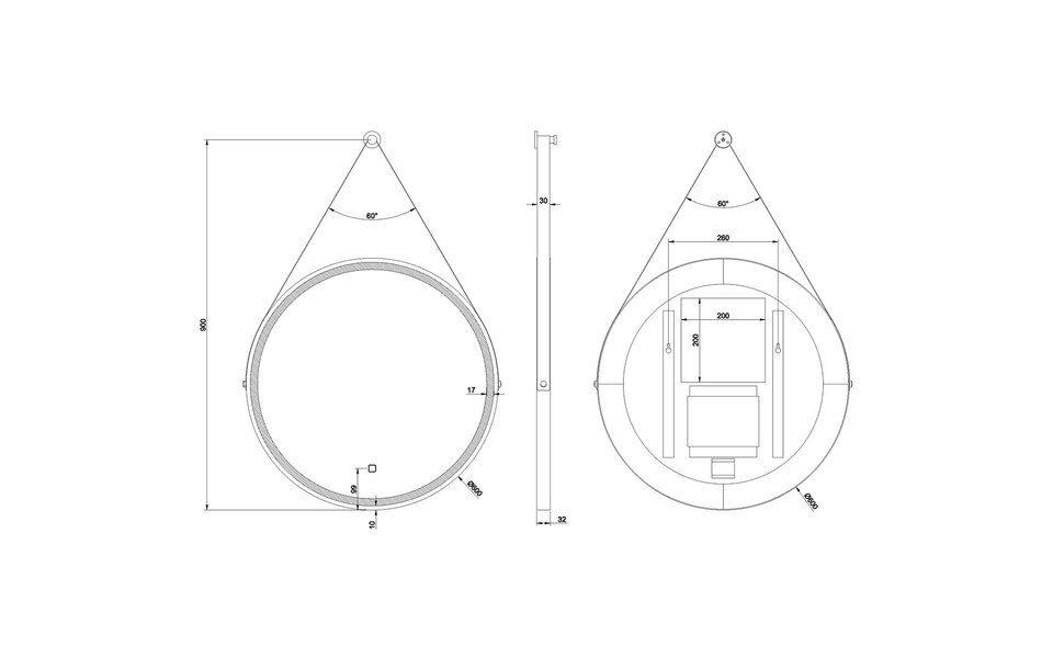 Wiesbaden LED Mirror 60cm | A-class | Dimmable & Heated | Matte Black Wiesbaden LED Mirror 60cm | A-class | Dimmable & Heated | Matte Black