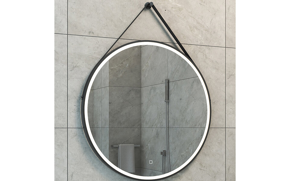 Wiesbaden LED Mirror Ø80cm | 24W | Matte Black | Dimmable & Heated