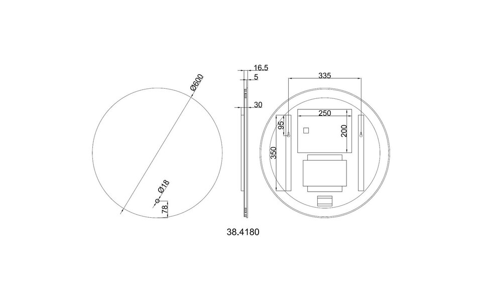 Wiesbaden LED Mirror 60cm | 20W | 3000-6400K | Dimmable & Heated