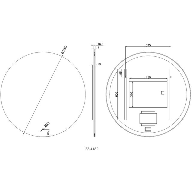 Ronde LED badkamerspiegel 100cm met dimbare verlichting, verwarming en anticondensfunctie