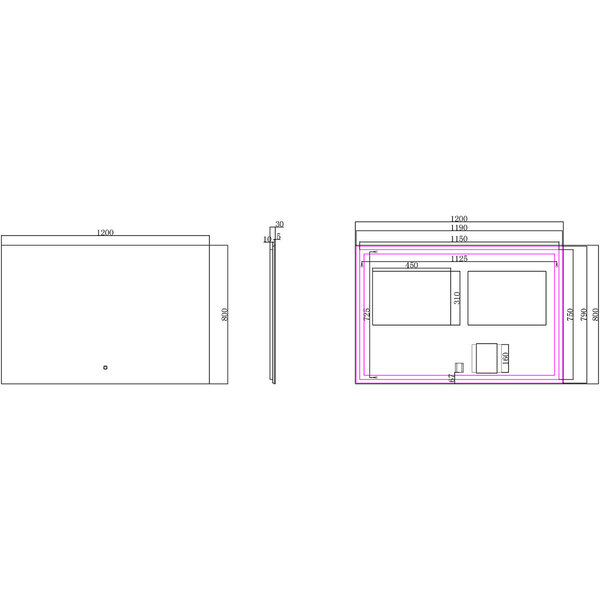 Wiesbaden LED Spiegel 120x80cm | 24W | 2700–6400K | Anticondens Touch