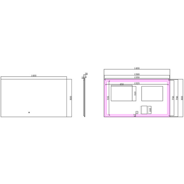 Wiesbaden LED Spiegel 140x80 | Dimbaar 2700–6400K | Anti-condens & Touch