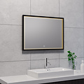 LED Mirror 70x50cm - 30W - Matte Black - Dimmable & Heated