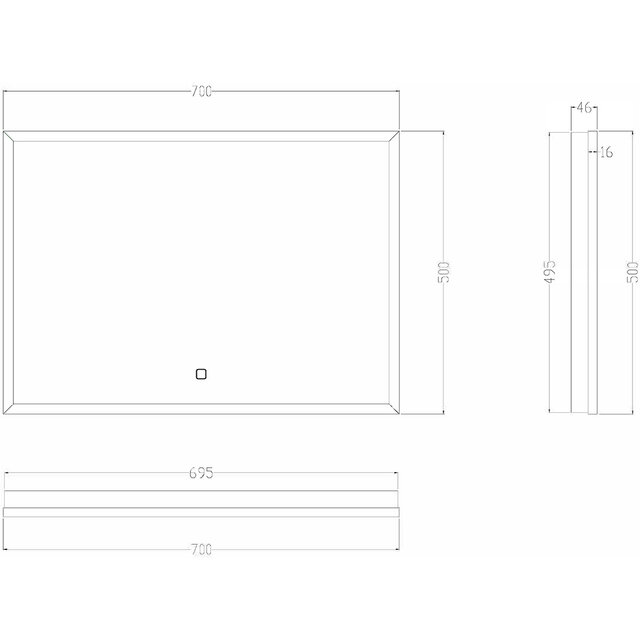 Wiesbaden LED Spiegel 70x50cm - 30W - Mat Zwart - Dimbaar & Verwarmd Wiesbaden LED Spiegel 70x50cm - 30W - Mat Zwart - Dimbaar & Verwarmd