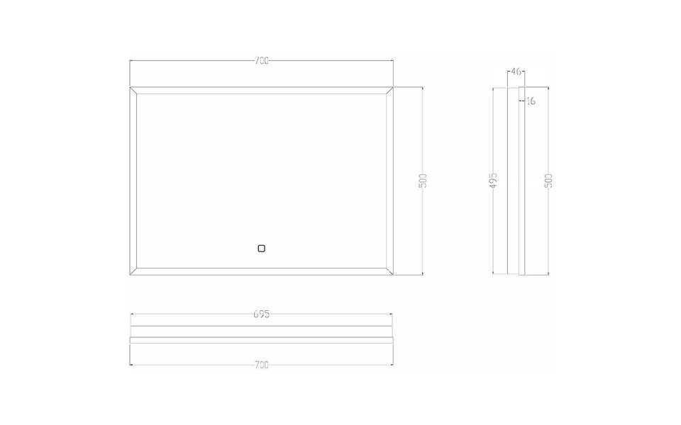 Wiesbaden LED Mirror 70x50cm - 30W - Matte Black - Dimmable & Heated