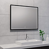 Dimbare LED spiegel 80x60 cm met verwarming in mat zwarte omlijsting