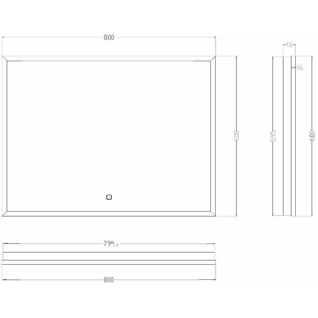 Wiesbaden LED Mirror 80x60cm | 30W | Matte Black | Dimmable, Heated
