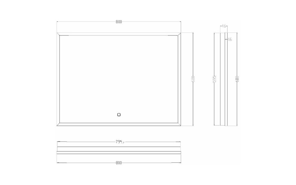 Wiesbaden LED Mirror 80x60cm | 30W | Matte Black | Dimmable, Heated