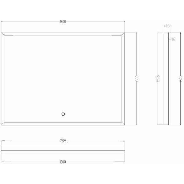 Wiesbaden LED Spiegel 80x60cm | 30W | Mat Zwart | Dimbaar, Verwarming Wiesbaden LED Spiegel 80x60cm | 30W | Mat Zwart | Dimbaar, Verwarming