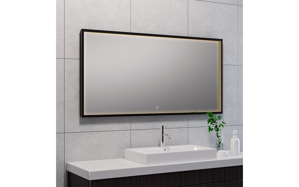 Wiesbaden LED Mirror 120x60cm | 30W | Dimmable & Heated | Black Wiesbaden LED Mirror 120x60cm | 30W | Dimmable & Heated | Black