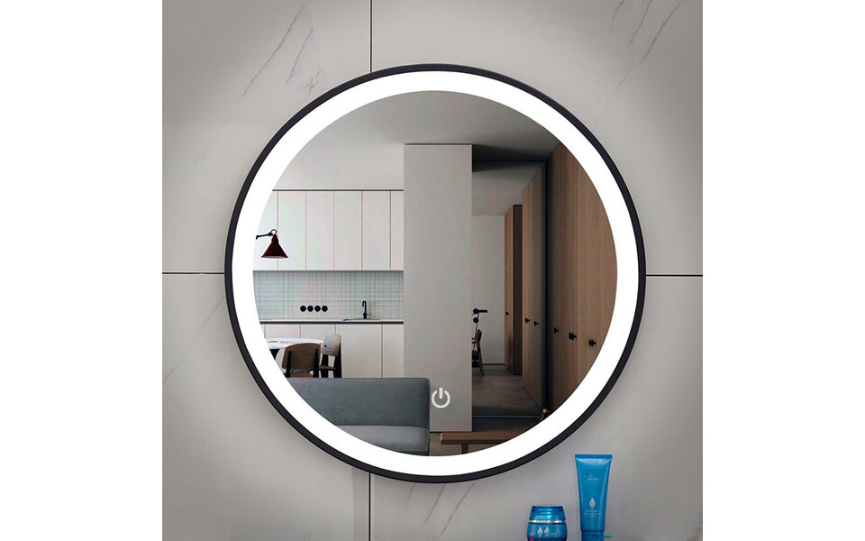 Xellanz LED Mirror 100cm | 36W | Dimmable | Matte Black | Round