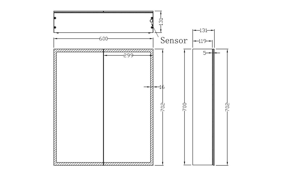 Wiesbaden LED Spiegelkast 60x70cm | 20W | Alu | Dimbaar & Stopcontact