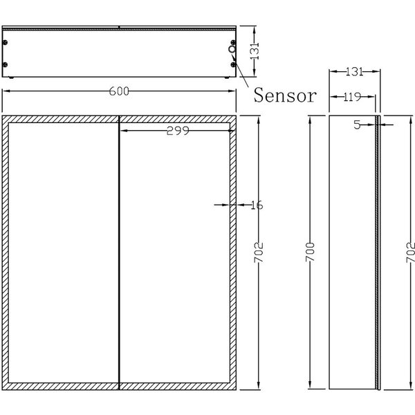 Wiesbaden LED Spiegelkast 60x70cm | 20W | Alu | Dimbaar & Stopcontact Wiesbaden LED Spiegelkast 60x70cm | 20W | Alu | Dimbaar & Stopcontact