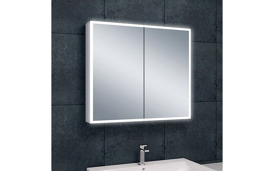 Wiesbaden LED Mirror Cabinet 80x70x13 | 20W | Aluminum | Dimmable + Power Outlet Wiesbaden LED Mirror Cabinet 80x70x13 | 20W | Aluminum | Dimmable + Power Outlet