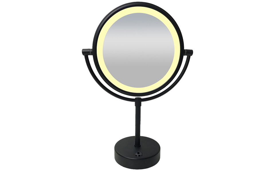 Wiesbaden LED Mirror 20cm | 1W | Matte Black | 5x Magnification, Wireless