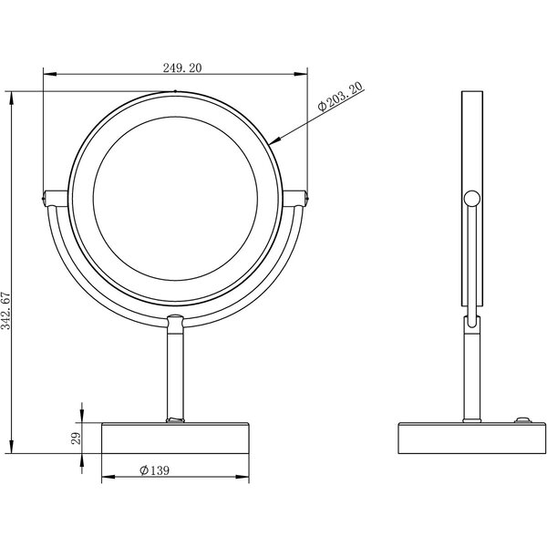 Wiesbaden LED Spiegel 20cm | 1W | Mat Zwart | 5x Vergroot, Draadloos