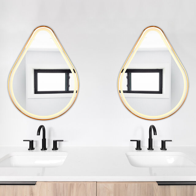 rechthoekige goudkleurige LED badkamerspiegel 60x80cm met instelbare warm- en koellichtkleur IP44