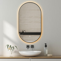 LED Mirror 40x75cm | 18W | Black | Dimmable | Heating