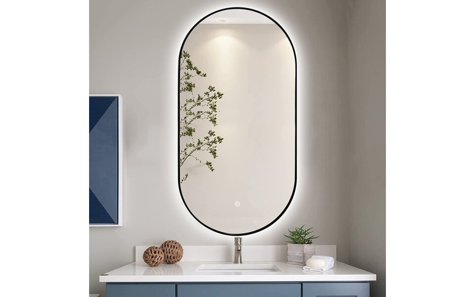 HLW LED LED Mirror 40x75cm | 18W | Black | Dimmable | Heating HLW LED LED Mirror 40x75cm | 18W | Black | Dimmable | Heating
