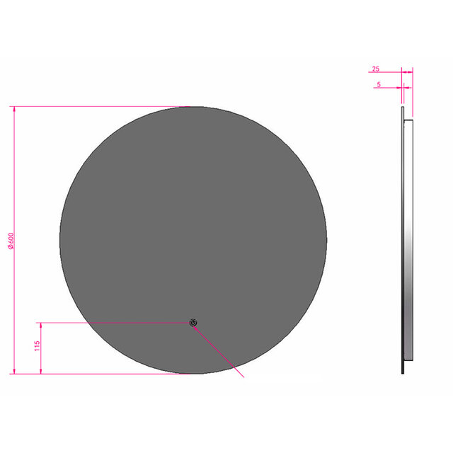 HLW LED LED Mirror 60cm | 18W | Black | Dimmable | Heating | Touch