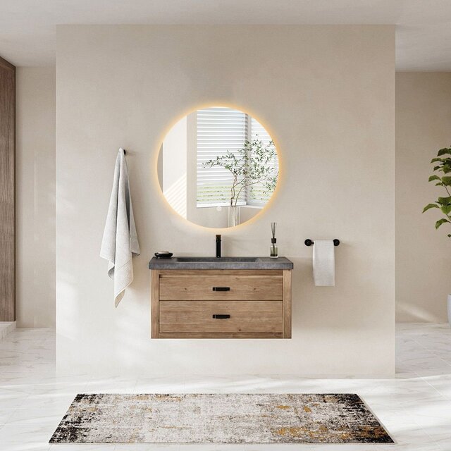 Ronde LED spiegel 40cm met dimbare verlichting, verwarming en touch bediening in wit lichtkleur instelbaar van 3000K tot 6000K