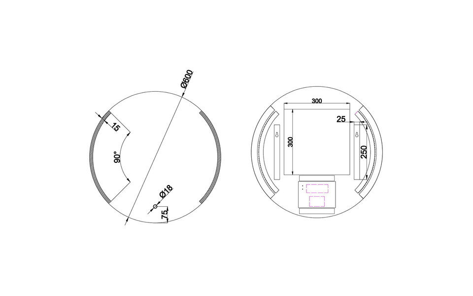 Wiesbaden LEDspiegel 60cm | 110-240V | 3000–6400K | Dimbaar | Anticondens