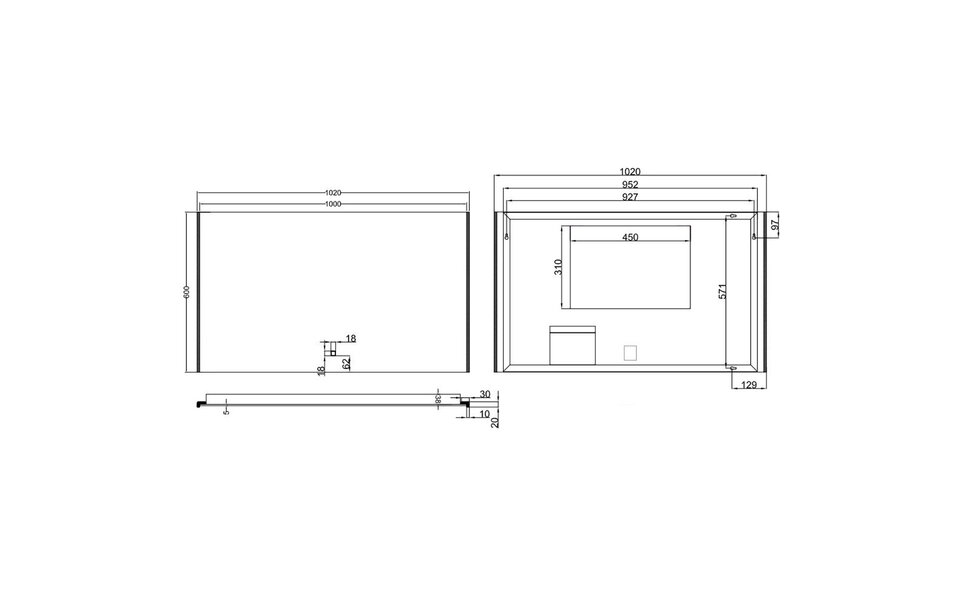 Wiesbaden LED Spiegel 102x60cm |15W | Dimbaar, Verwarming, Touch | Alu