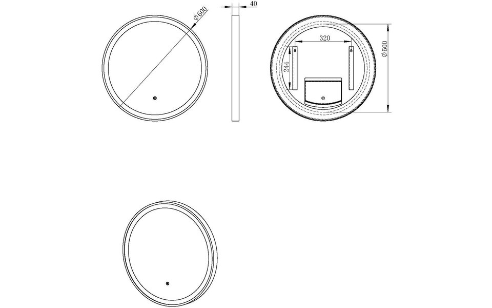 Xellanz LED Spiegel 60cm Rond | 24W | Dimbaar & Touch | Mat Zwart