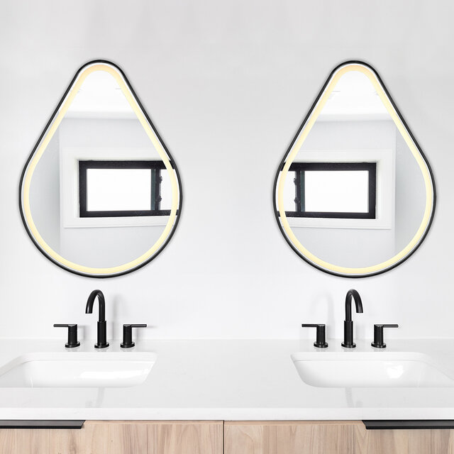 Zwarte LED badkamerspiegel 60x80 cm met 20W verlichting en IP44 spatwaterdichte bescherming