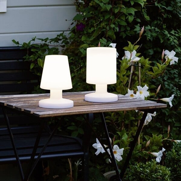 HLW LED LED Tafellamp met USB Oplaadfunctie, Spatwaterdicht en Stoffen Kap - Witte HLW LED LED Tafellamp met USB Oplaadfunctie, Spatwaterdicht en Stoffen Kap - Witte