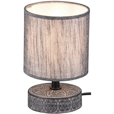 LED Tafellamp Trion Maria - Mat Grijs Keramiek met E14 Fitting & Ronde Kap LED Tafellamp Trion Maria - Mat Grijs Keramiek met E14 Fitting & Ronde Kap