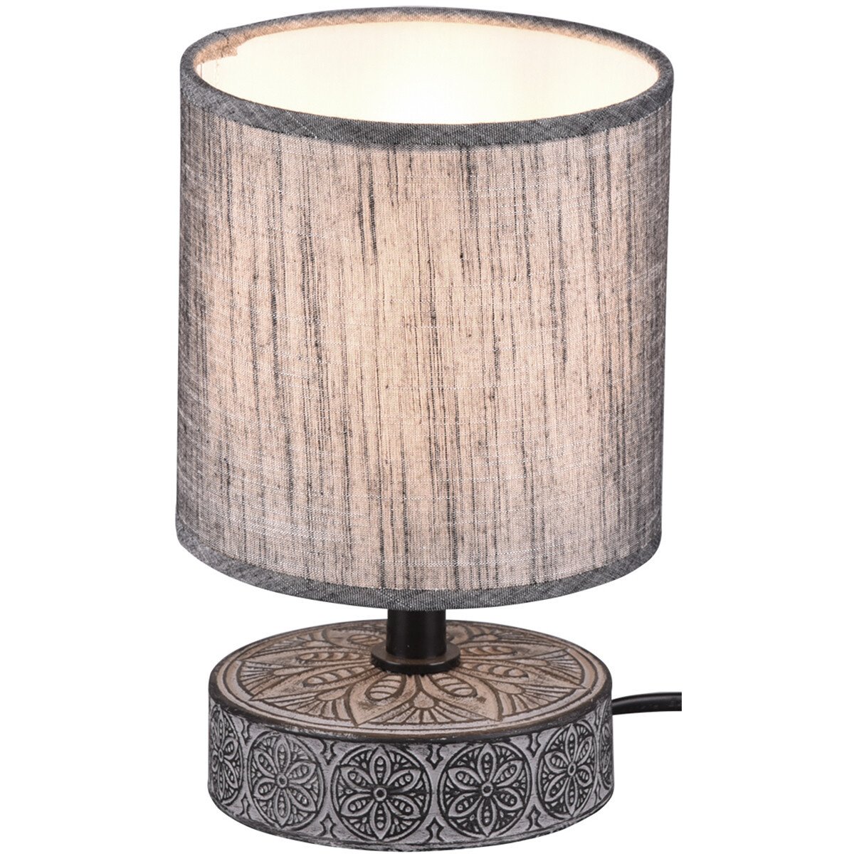 LED Tafellamp Trion Maria - Mat Grijs Keramiek met E14 Fitting & Ronde Kap