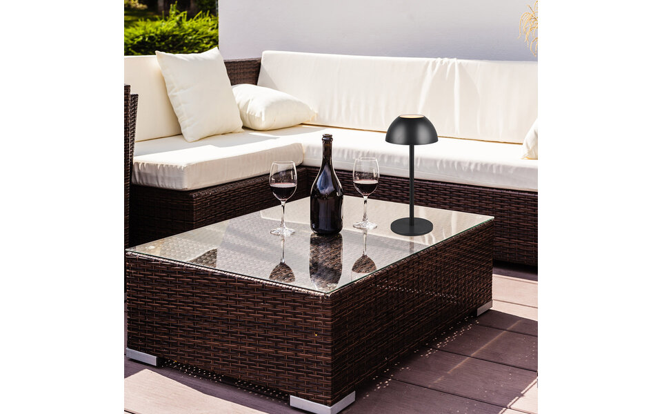 HLW LED LED Tafellamp - Trion Rado - 1.7W - Warm Wit 3000K - Oplaadbare batterijen - Mat Zwart - Kunststof