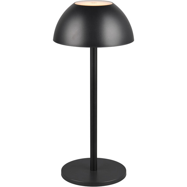 HLW LED LED Tafellamp - Trion Rado - 1.7W - Warm Wit 3000K - Oplaadbare batterijen - Mat Zwart - Kunststof