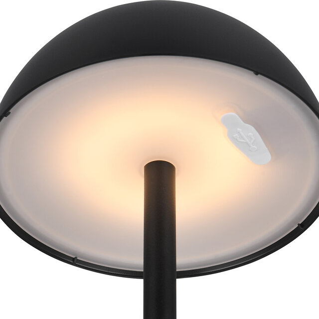 HLW LED LED Tafellamp - Trion Rado - 1.7W - Warm Wit 3000K - Oplaadbare batterijen - Mat Zwart - Kunststof