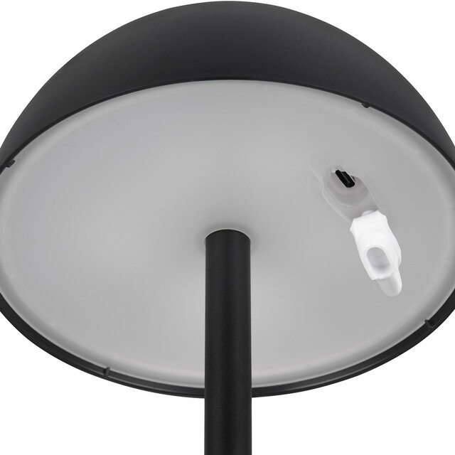 HLW LED LED Tafellamp - Trion Rado - 1.7W - Warm Wit 3000K - Oplaadbare batterijen - Mat Zwart - Kunststof