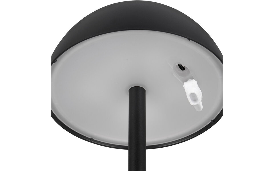 HLW LED LED Tafellamp - Trion Rado - 1.7W - Warm Wit 3000K - Oplaadbare batterijen - Mat Zwart - Kunststof