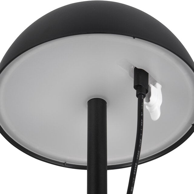 HLW LED LED Tafellamp - Trion Rado - 1.7W - Warm Wit 3000K - Oplaadbare batterijen - Mat Zwart - Kunststof