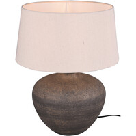 LED Tafellamp - Tafelverlichting - Trion Leau - E27 Fitting - Rond - Mat Bruin - Keramiek