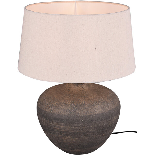 LED Tafellamp - Tafelverlichting - Trion Leau - E27 Fitting - Rond - Mat Bruin - Keramiek Verlichting per ruimte