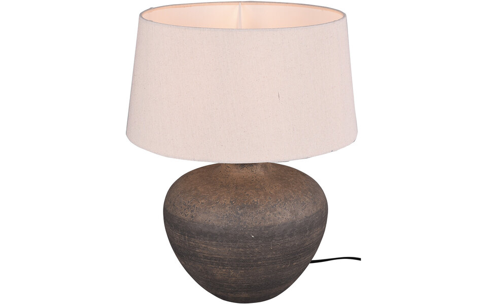 HLW LED LED Tafellamp - Tafelverlichting - Trion Leau - E27 Fitting - Rond - Mat Bruin - Keramiek