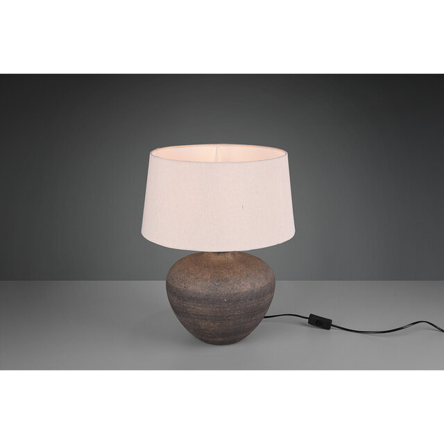 HLW LED LED Table Lamp - Table Lighting - Trion Leau - E27 Fitting - Round - Matte Brown - Ceramic