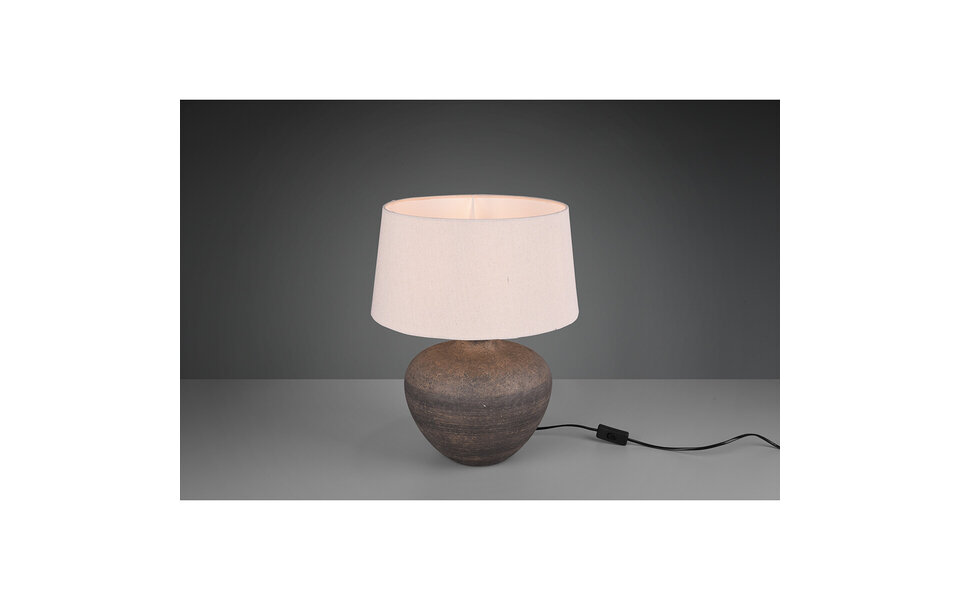 HLW LED LED Table Lamp - Table Lighting - Trion Leau - E27 Fitting - Round - Matte Brown - Ceramic