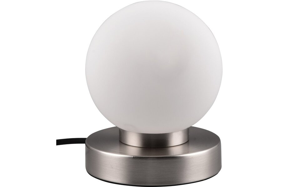 HLW LED LED Tafellamp - Trion Bolle - E14 Fitting - 1 lichtpunt - Mat Nikkel - Metaal - Wit Glas