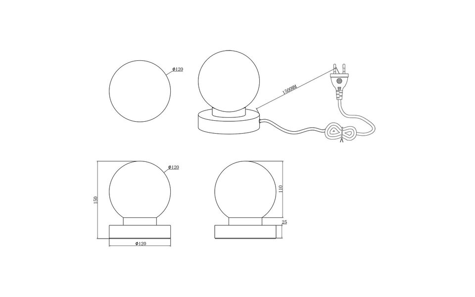 HLW LED LED Tafellamp - Trion Bolle - E14 Fitting - 1 lichtpunt - Mat Nikkel - Metaal - Wit Glas