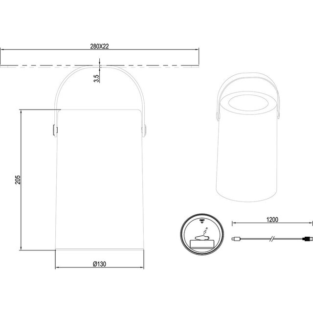 HLW LED Waterdichte LED Tafellamp met USB & Solar, RGBW kleuren, ronde witte