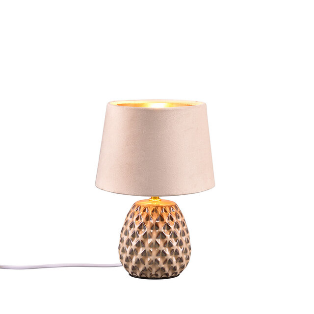 Ronde roze keramieken tafellamp met E14 fitting geschikt voor lampen tot 40W