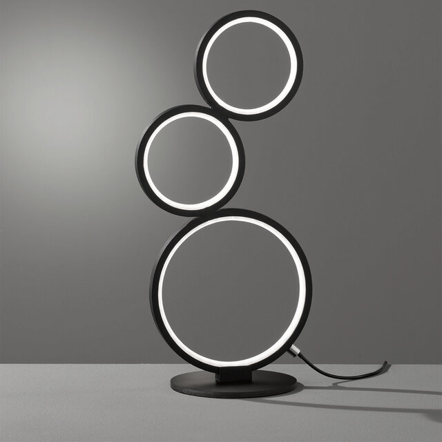 HLW LED LED Table Lamp - Trion Rondy - 17W - Warm White 3000K - Dimmable - Round - Matte Black - Aluminum